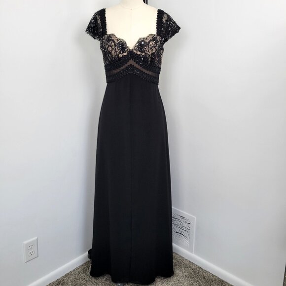 Marina Y2K Lace Beaded Formal Maxi Evening Gown Size 4  Dark Fairy Whimsigoth - Picture 1 of 14